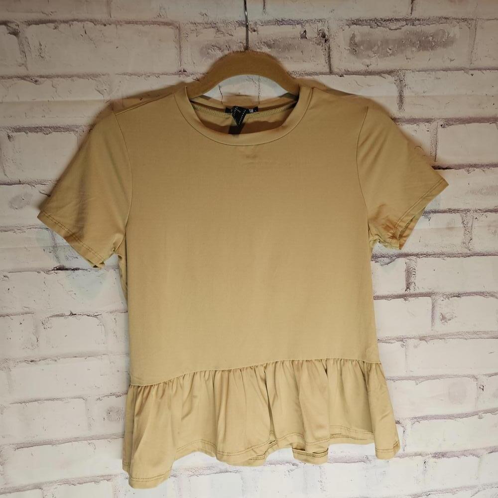 Tan Shirt with Bottom Ruffle - Picture 1 of 3